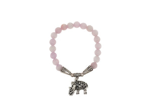 Rose Quartz Elephant Charm Bracelet